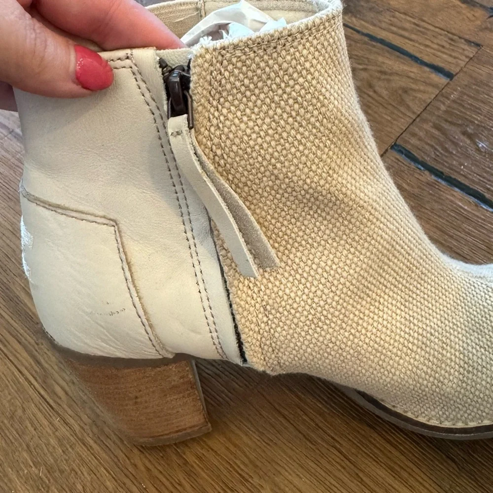 Toms Cream Open-Toe Ankle Boots